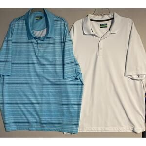 Lot 2 Ben Hogan Performance Short Sleeve Polo Golf Shirts Mens 3XL White, Aqua